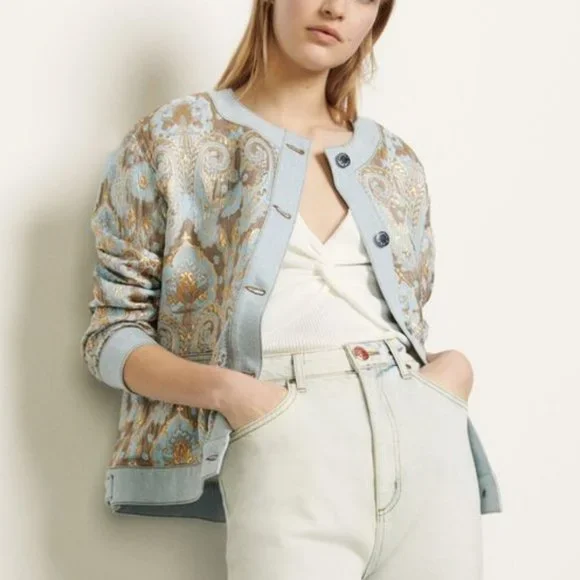 Sandro Blue and Gold Ori Jacket - Picture 2 of 14